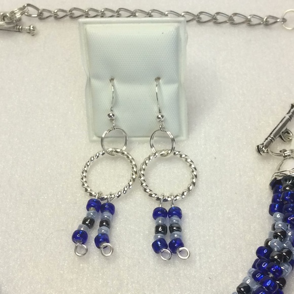 FINAL SALE PRICE Unique OOAK Designer Jewelry Set in Black & Blues - Picture 2 of 5